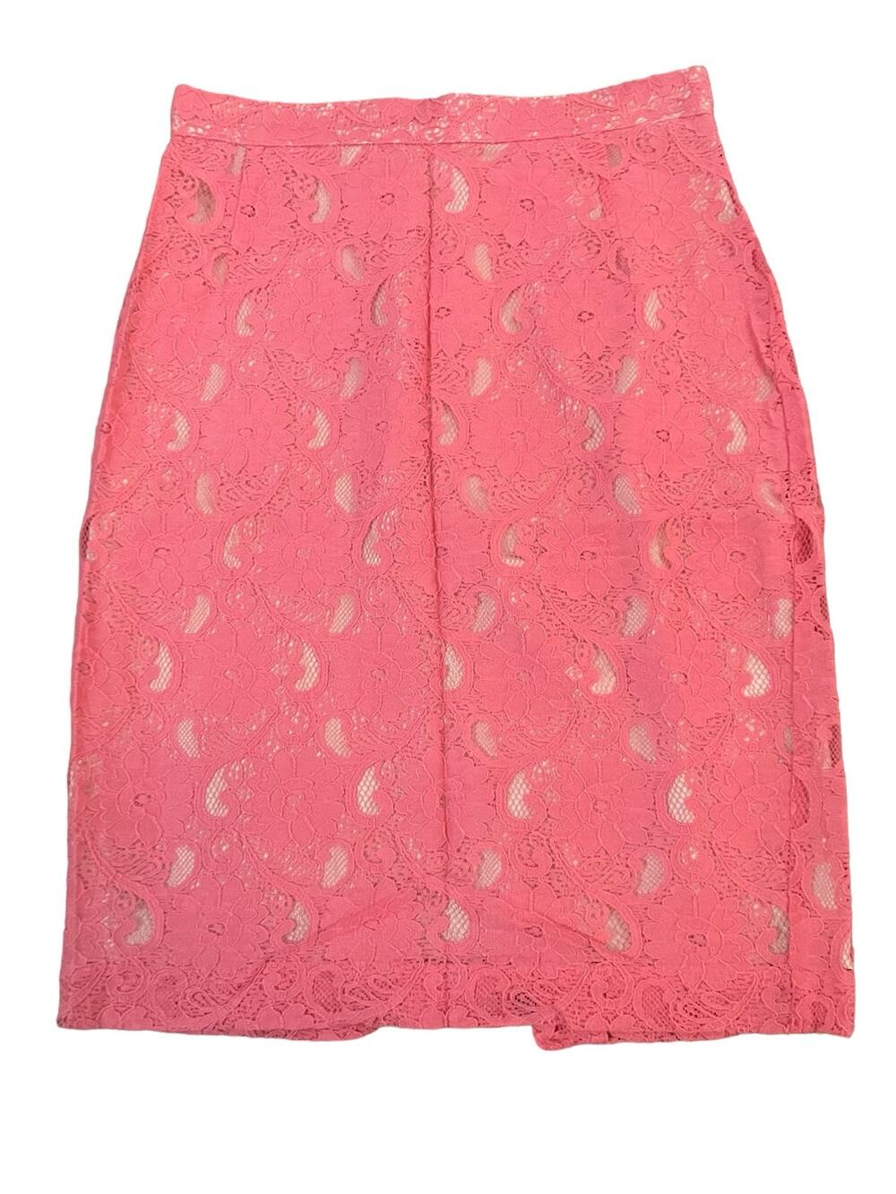 H&M Conscious Collection Women's Salmon Pink Lace Lined Pencil Skirt | Size 4
